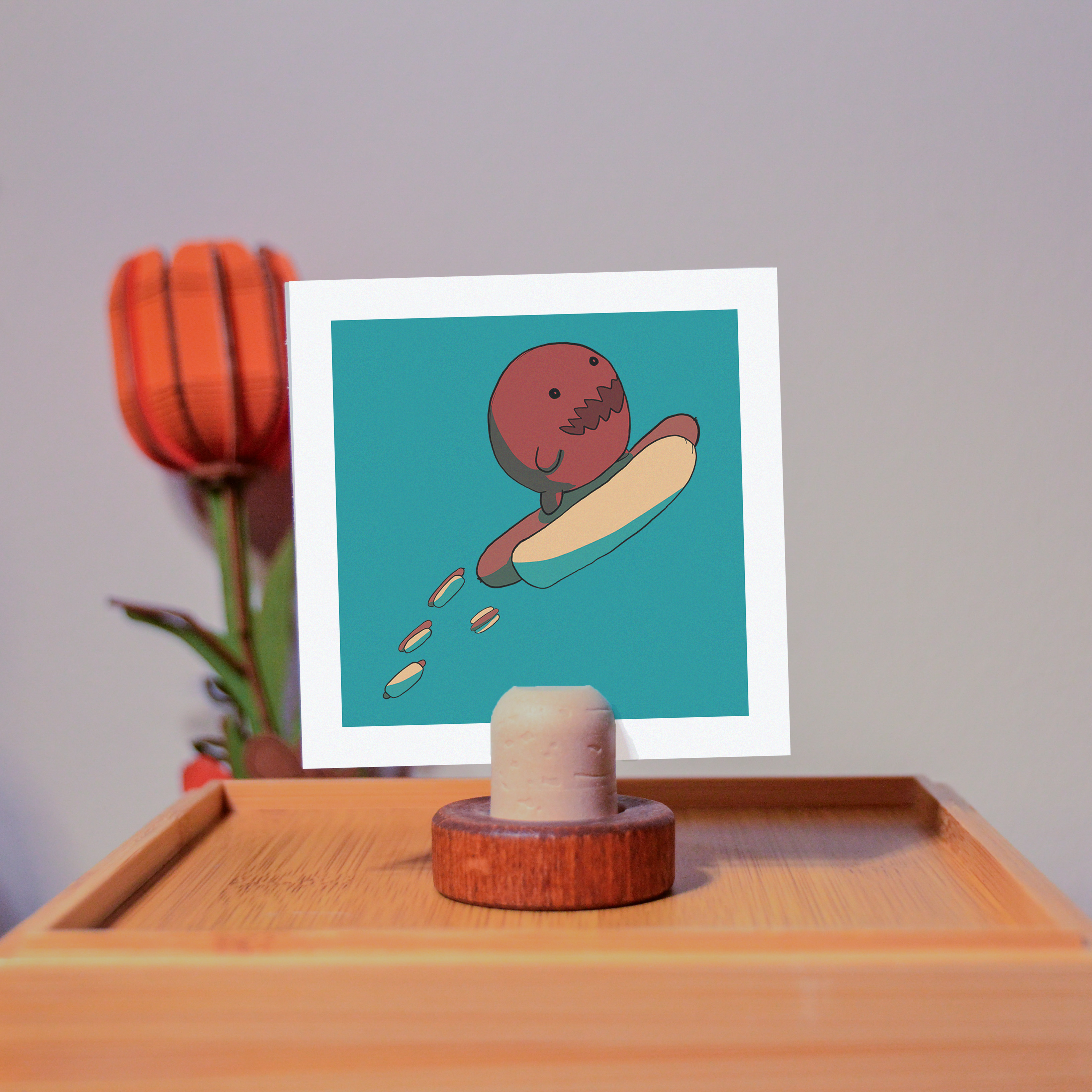 Hotdog Monster Mini Print 3" x 3"