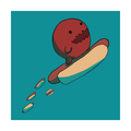 Hotdog Monster Mini Print 3" x 3"