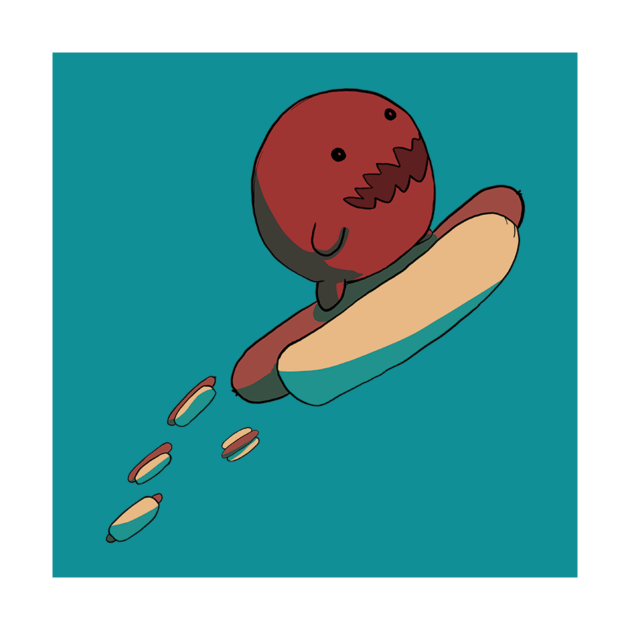 Hotdog Monster Mini Print 3" x 3"